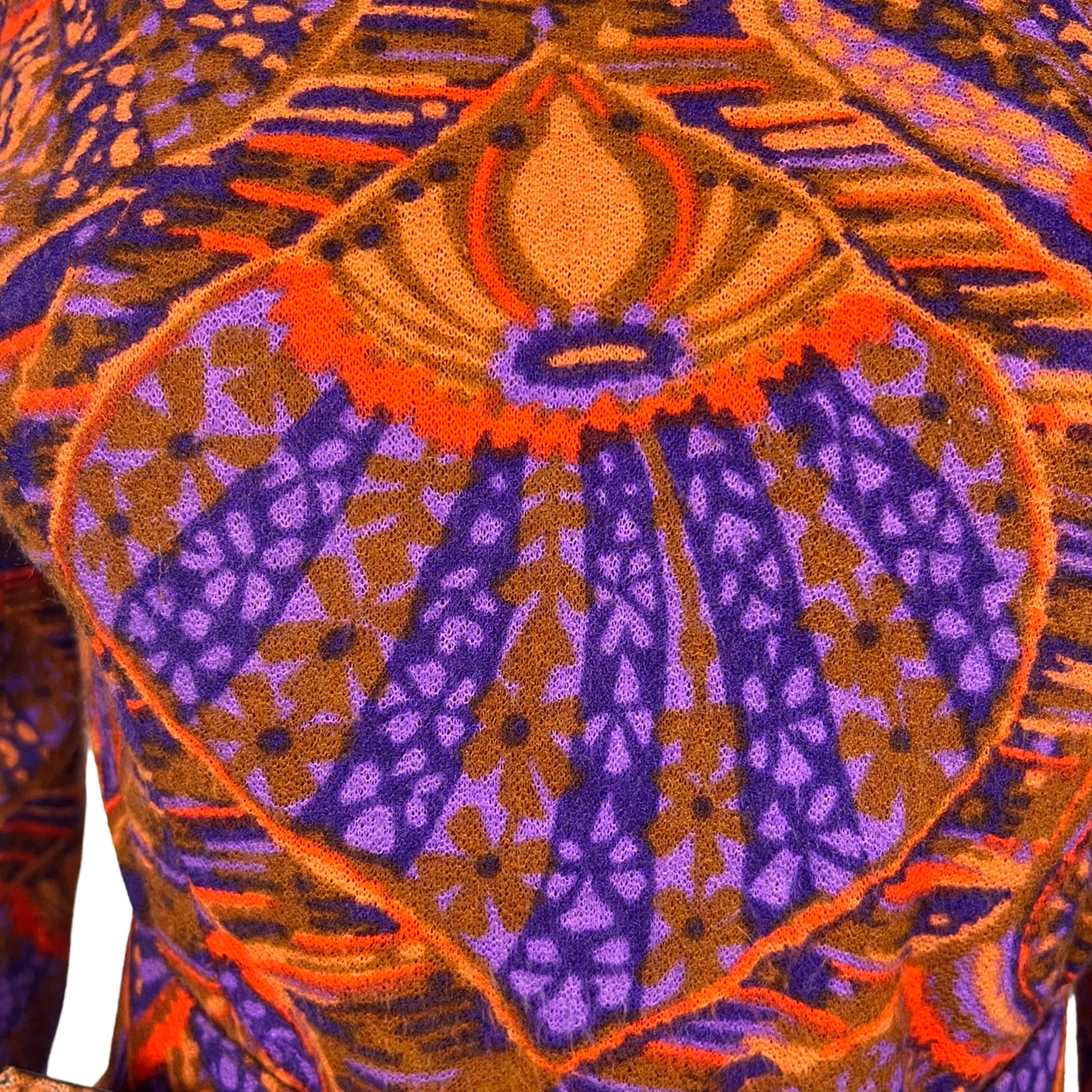 Vintage 1970s Psych Dress Printed Wool Georges Besson Paris