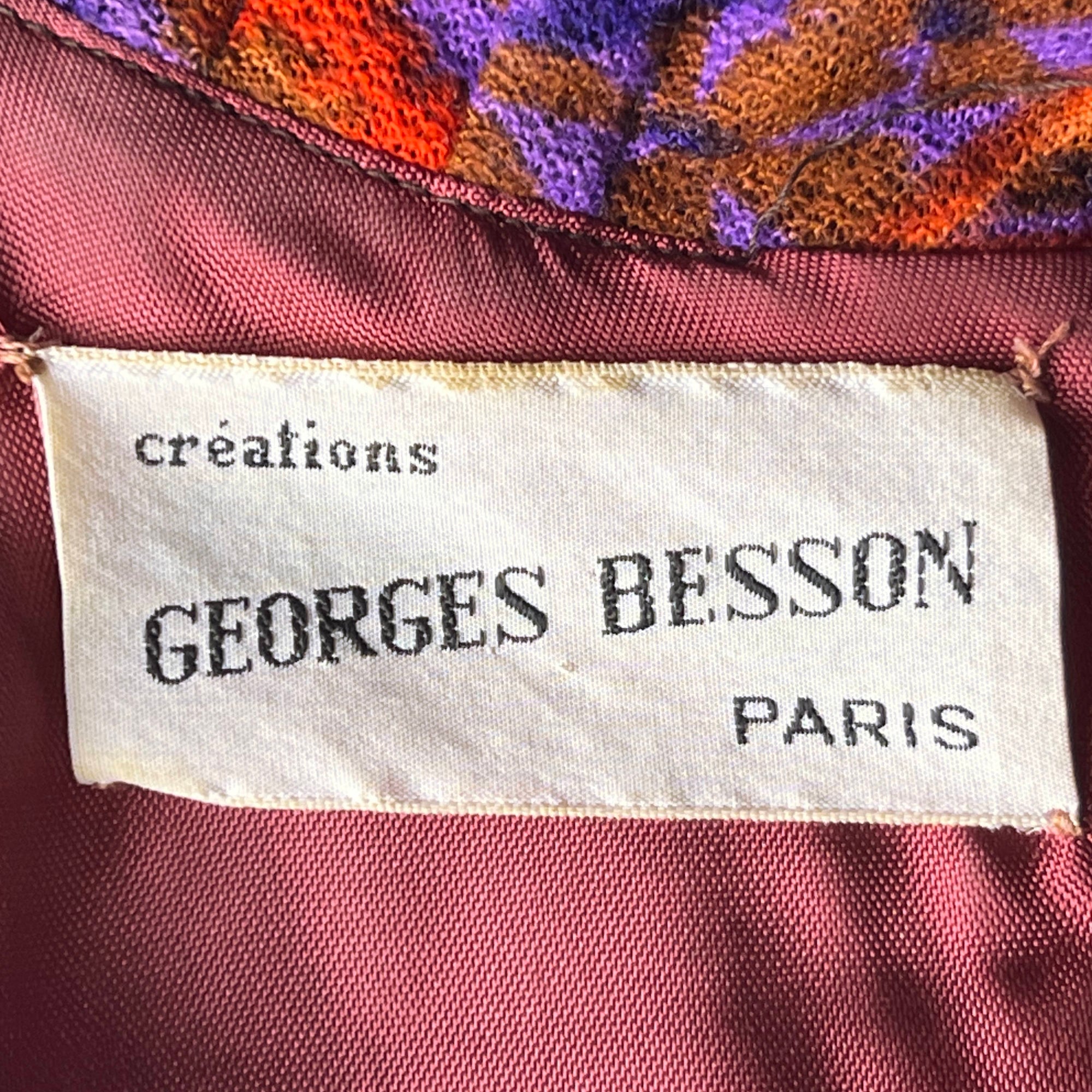 Vintage 1970s Psych Dress Printed Wool Georges Besson Paris
