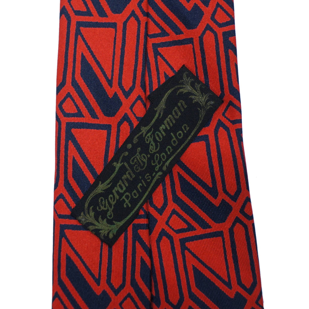 Vintage 70s Printed Silk Tie Gerard M Forman Paris London - Poppy's Vintage Clothing