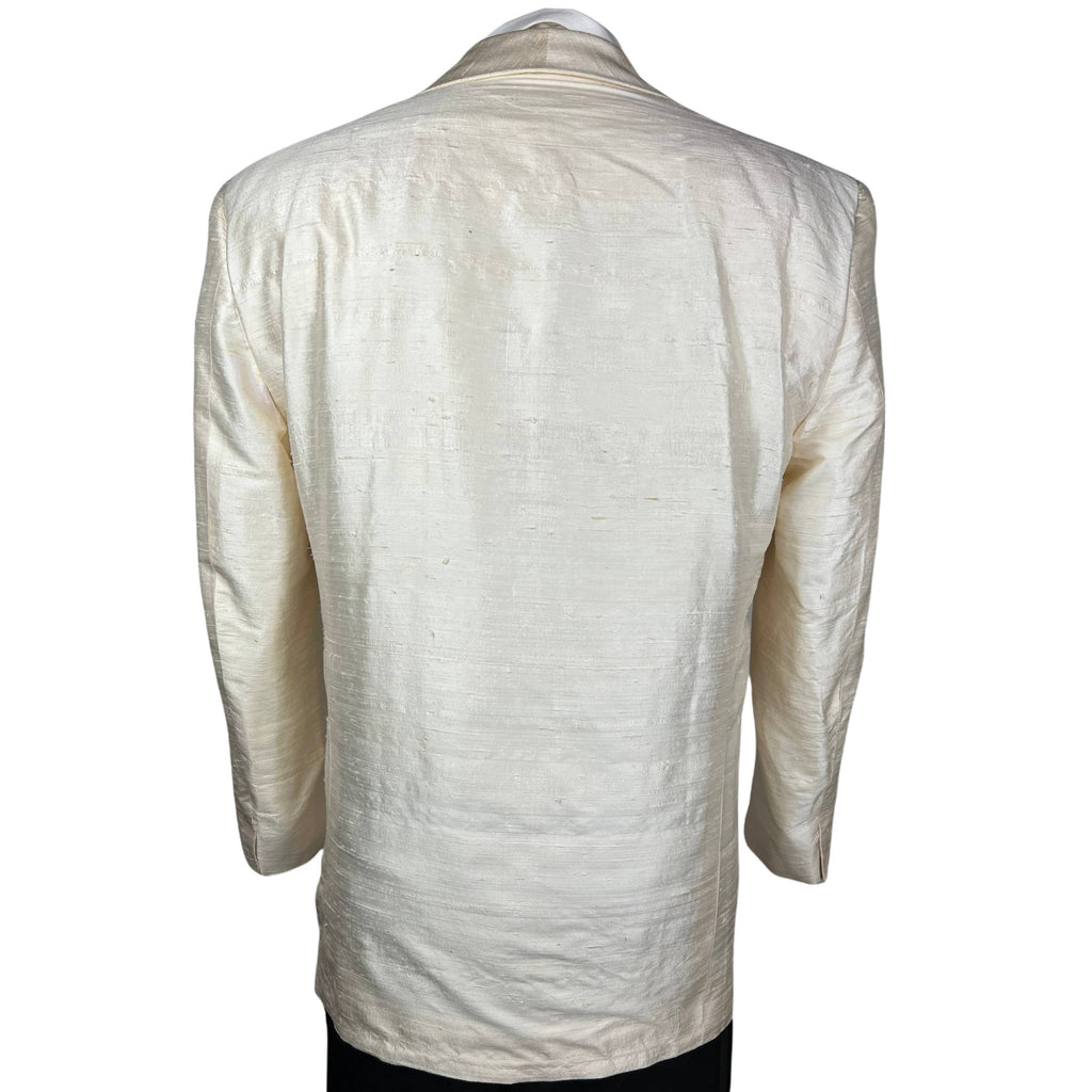Vintage Mens White Silk Dinner Jacket Hand Tailored Sz M