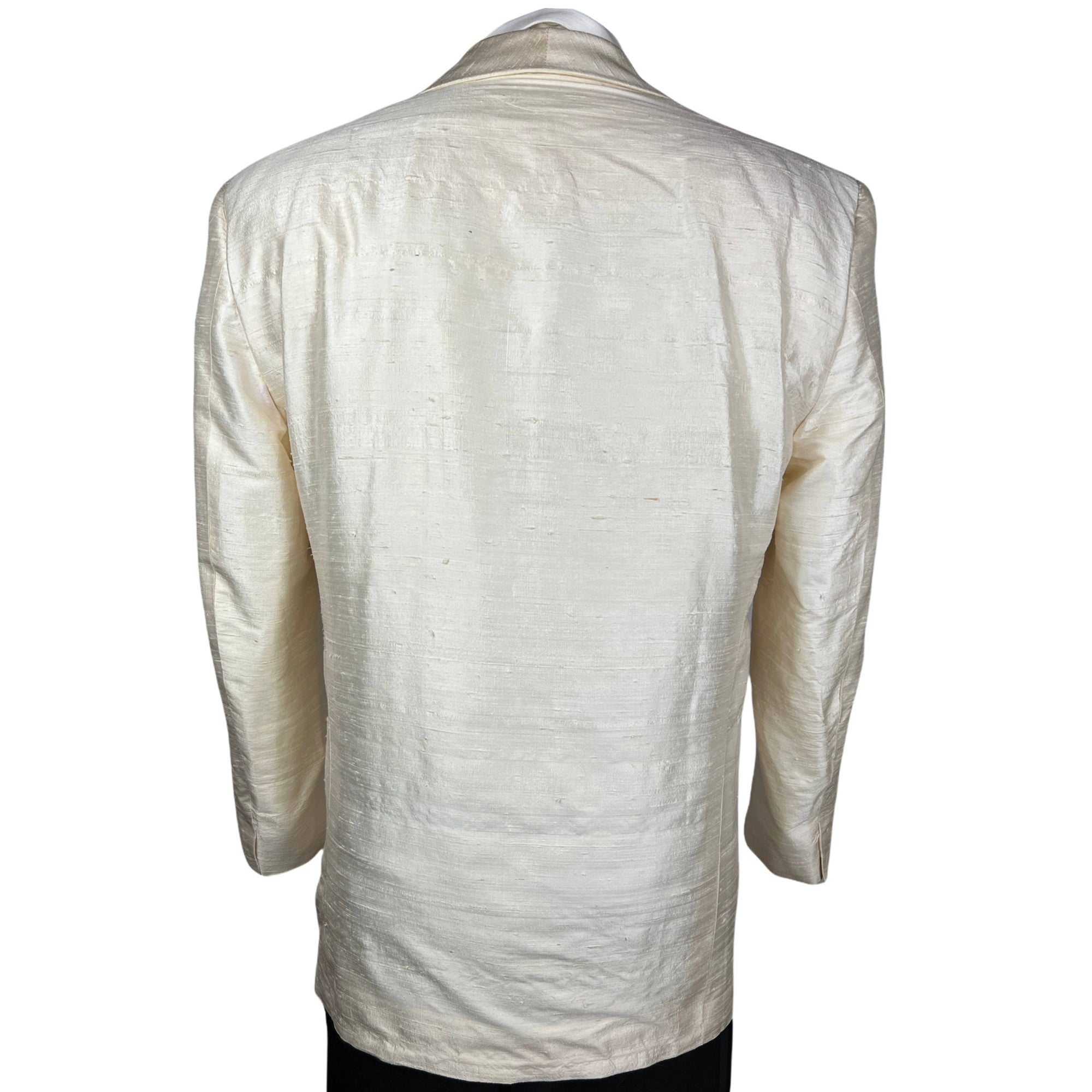 Vintage Mens White Silk Dinner Jacket Hand Tailored Sz M