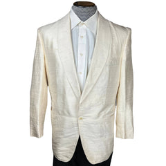 Vintage Mens White Silk Dinner Jacket Hand Tailored Sz M