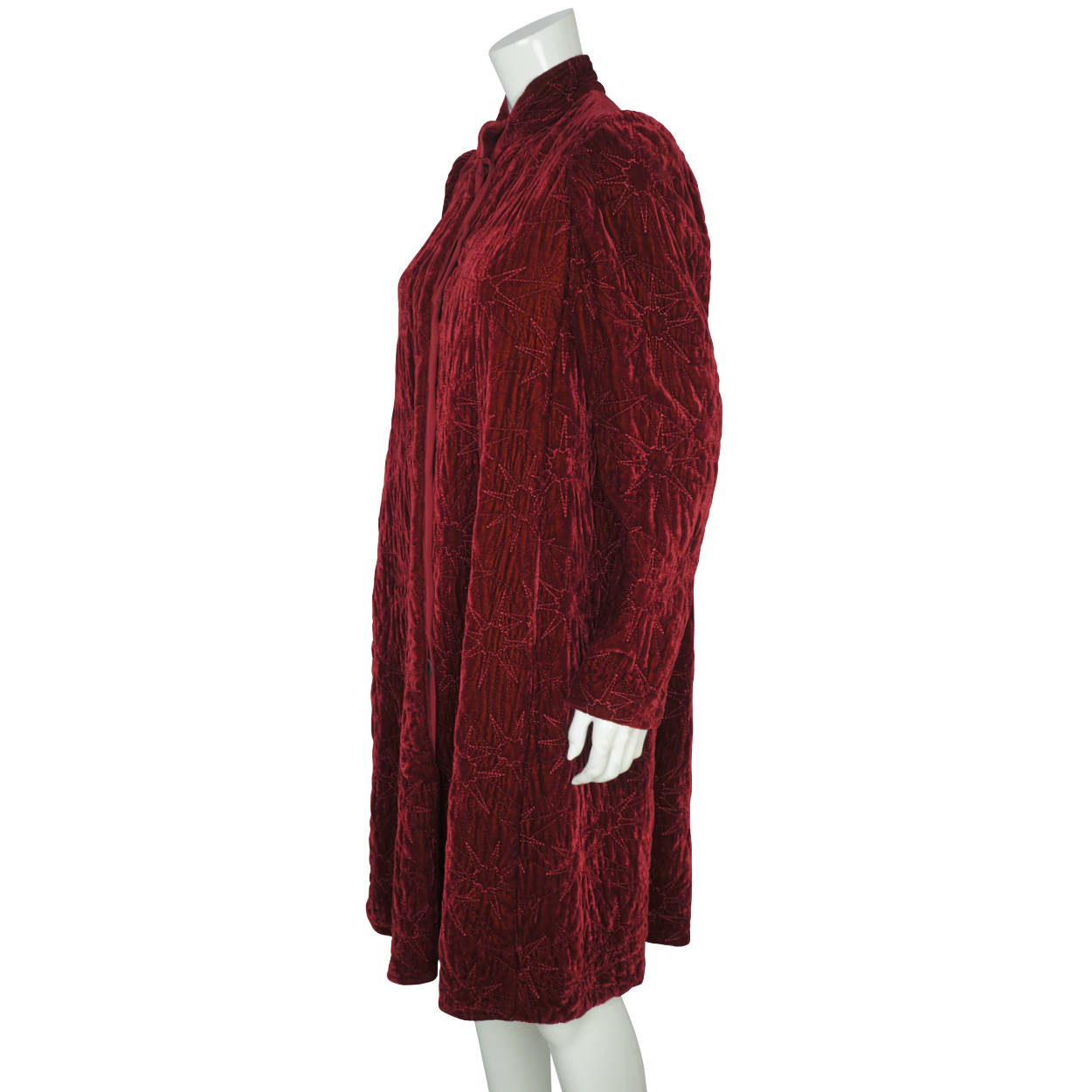 Vintage Ghost London Quilted Velvet Coat Ladies Size M - Poppy's Vintage Clothing