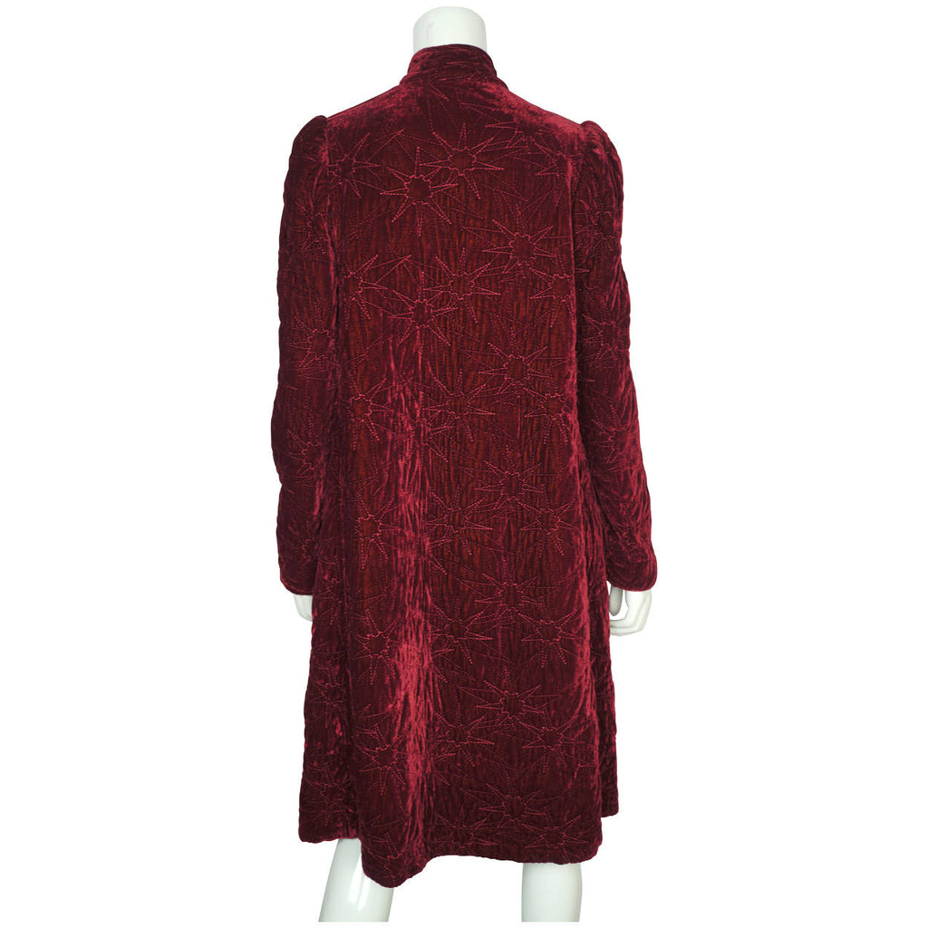 Vintage Ghost London Quilted Velvet Coat Ladies Size M - Poppy's Vintage Clothing