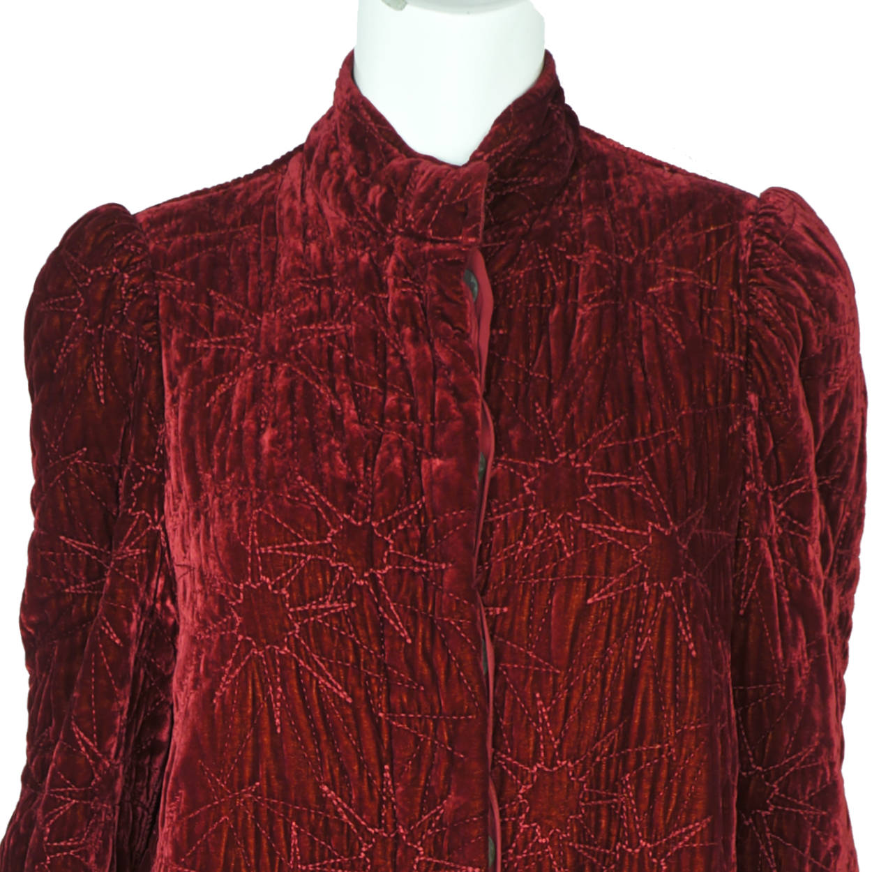Vintage Ghost London Quilted Velvet Coat Ladies Size M - Poppy's Vintage Clothing