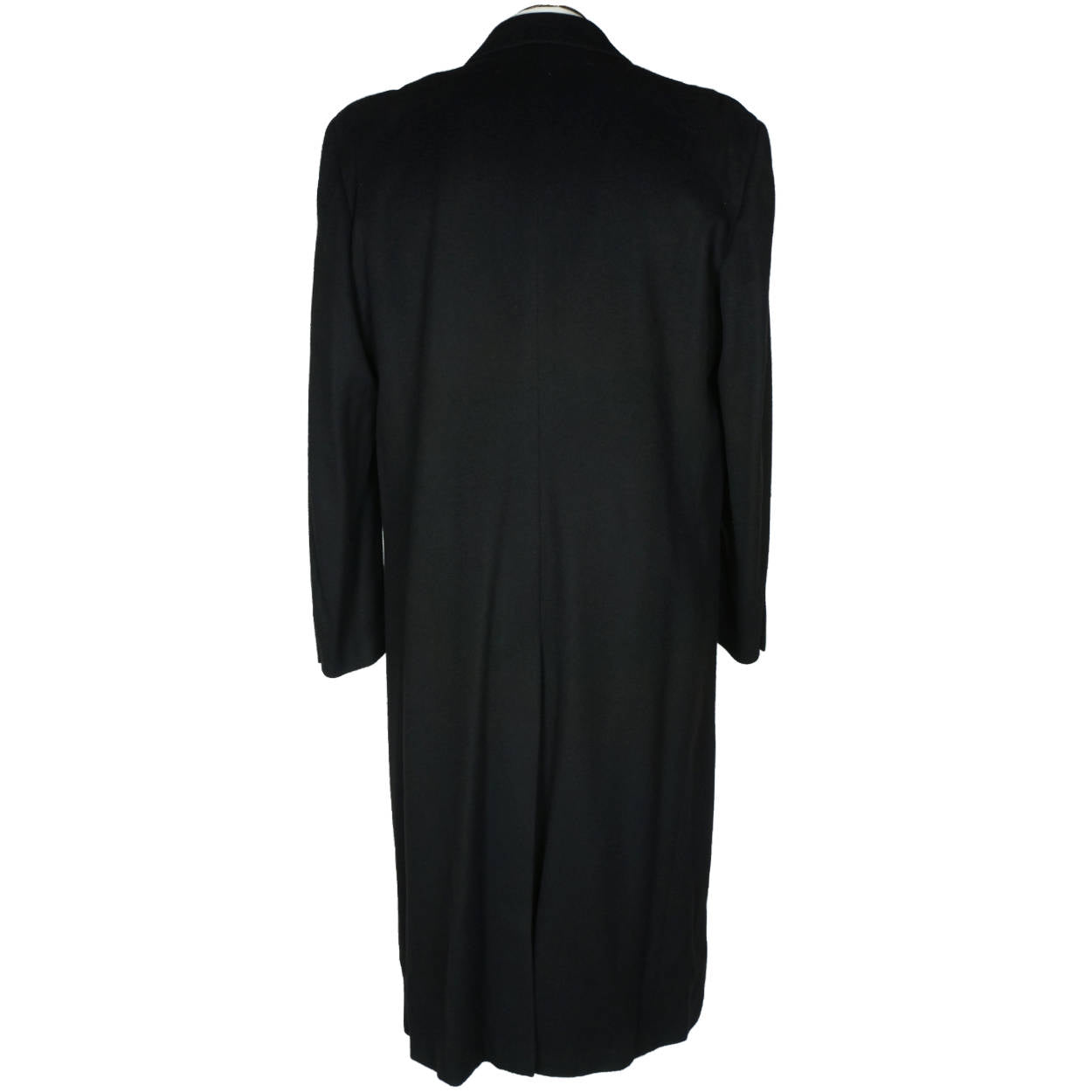 Vintage Mens Pure Cashmere Coat Black Overcoat Made in Italy Size L 44 - Poppy's Vintage Clothing