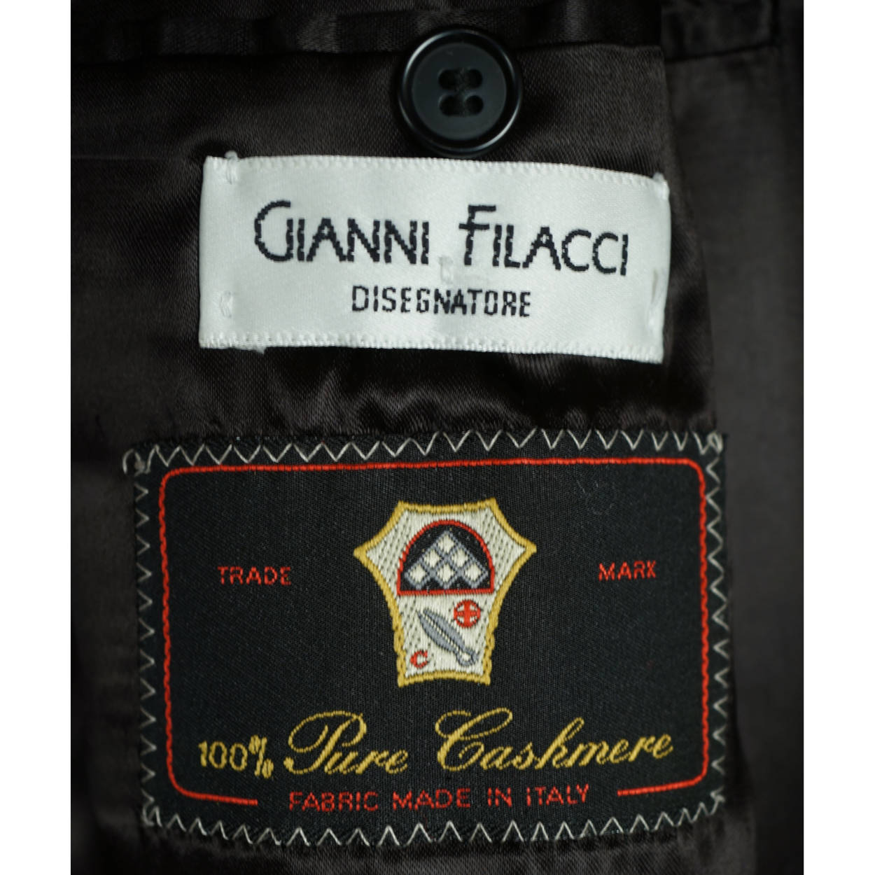 Vintage Mens Pure Cashmere Coat Black Overcoat Made in Italy Size L 44 - Poppy's Vintage Clothing