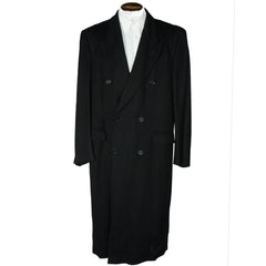 Vintage Mens Pure Cashmere Coat Black Overcoat Made in Italy Size L 44 - Poppy's Vintage Clothing