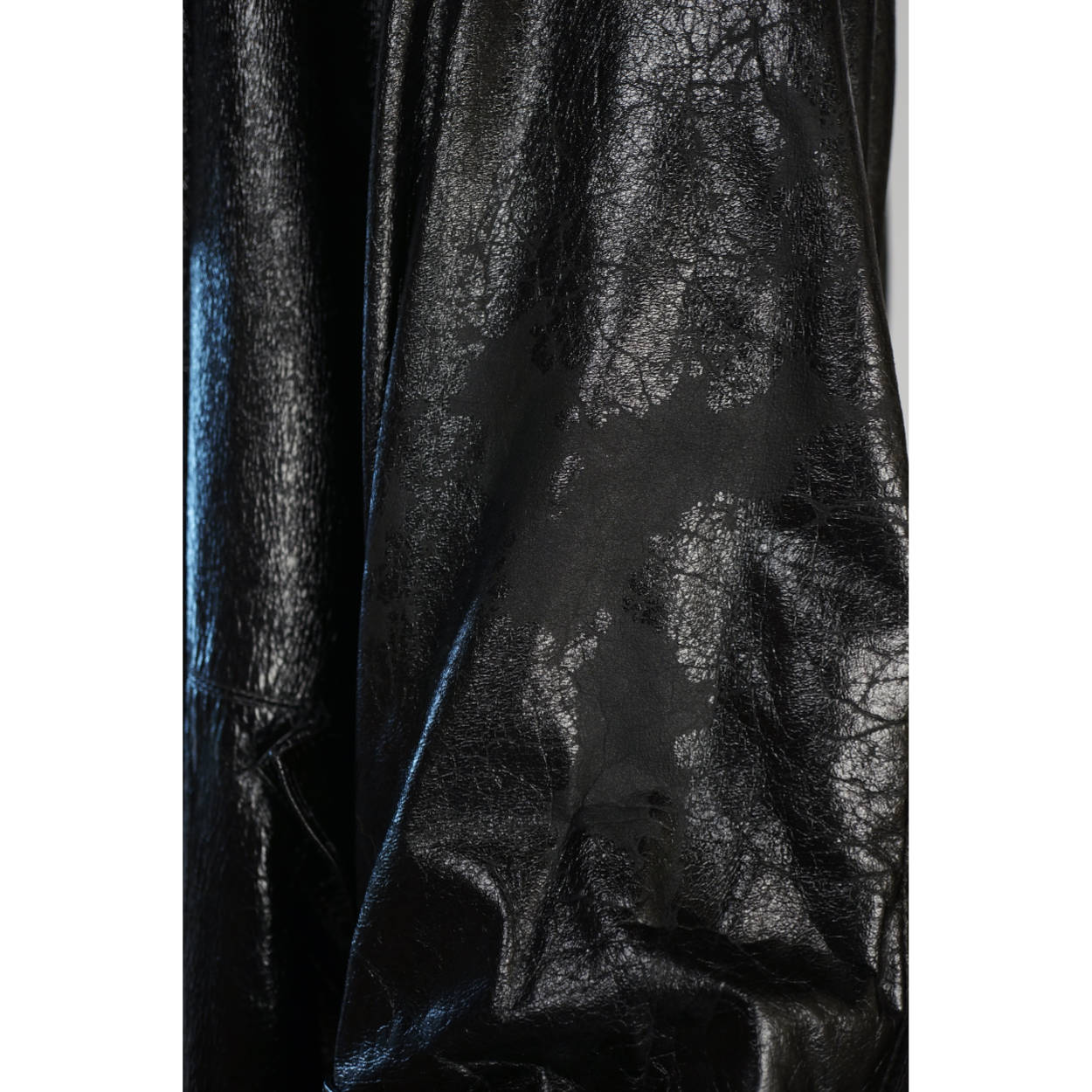 Vintage 1980s Gianni Versace Black Vinyl Coat with Plush Trim Size L - Poppy's Vintage Clothing