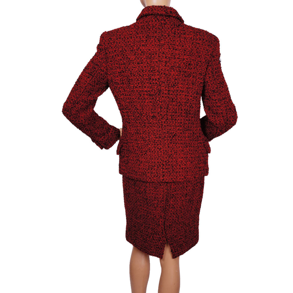 Vintage Gianni Versace Couture Red Wool Boucle Suit Ladies Size 6 Small - Poppy's Vintage Clothing