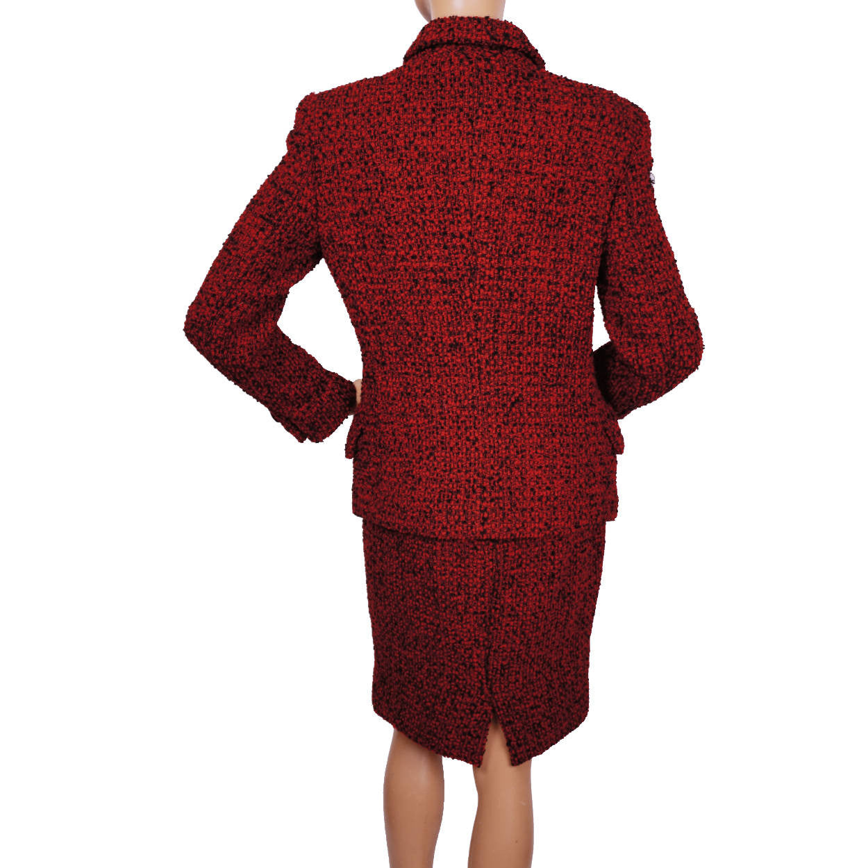 Vintage Gianni Versace Couture Red Wool Boucle Suit Ladies Size 6 Small - Poppy's Vintage Clothing