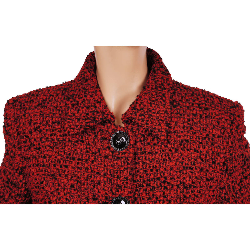 Vintage Gianni Versace Couture Red Wool Boucle Suit Ladies Size 6 Small - Poppy's Vintage Clothing