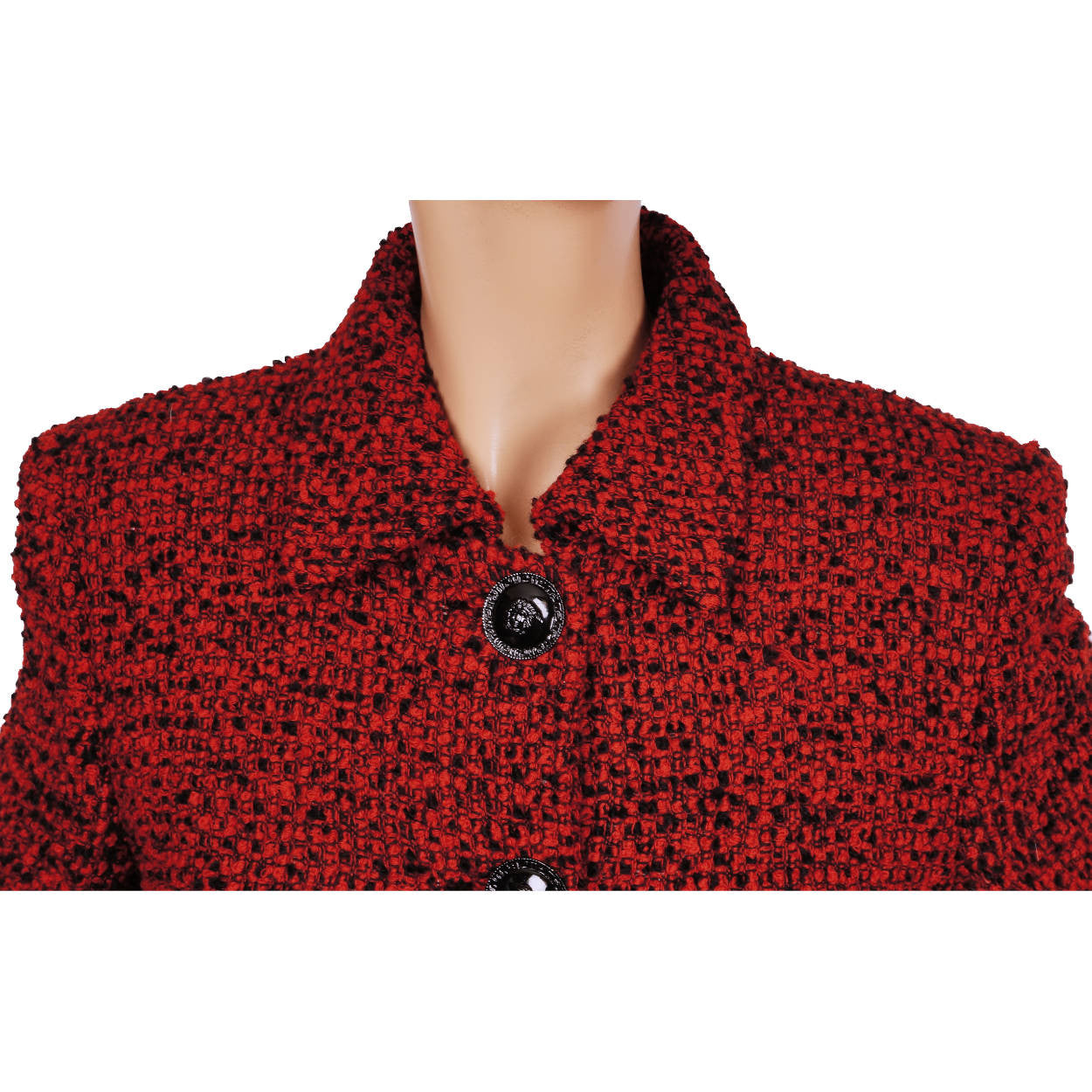 Vintage Gianni Versace Couture Red Wool Boucle Suit Ladies Size 6 Small - Poppy's Vintage Clothing