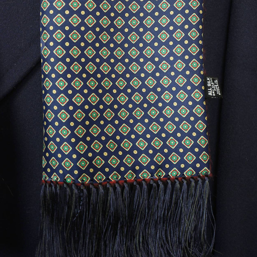 Vintage Gieves & Hawkes Silk & Cashmere Blend Fringed Scarf Savile Row London - Poppy's Vintage Clothing