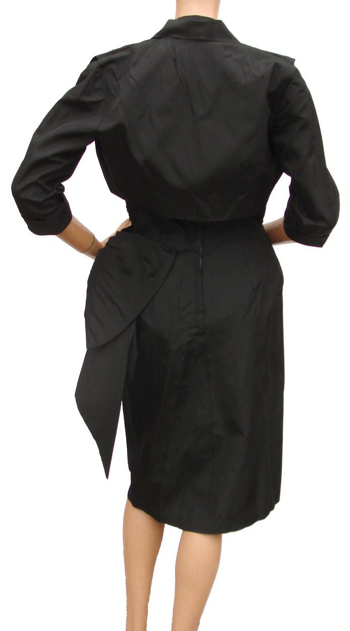 Vintage 1950s Cocktail Dress Black Sequin Taffeta with Bolero by GiGi Young - Small - Poppy's Vintage Clothing