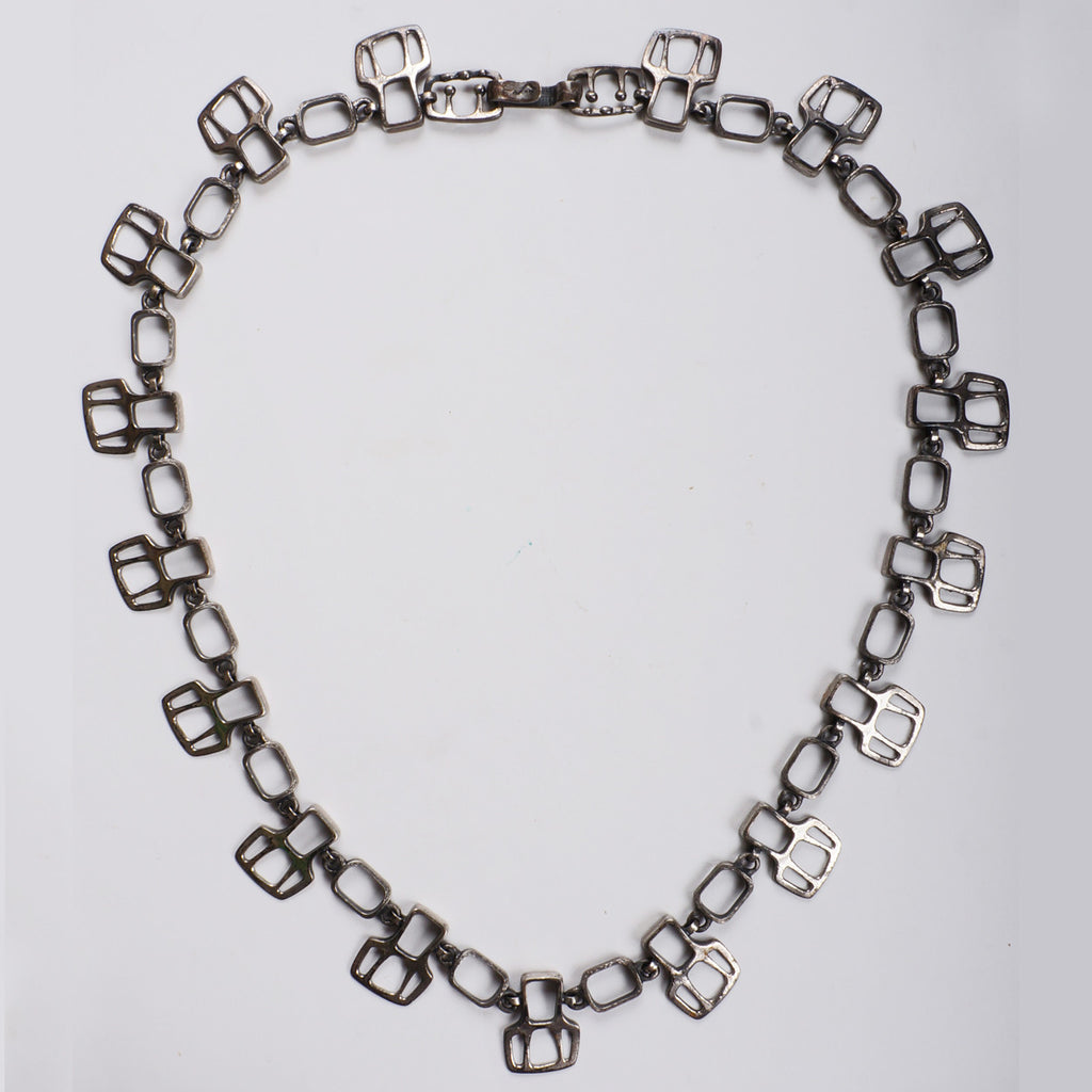 Gilles Guy Vidal Brutalist Belt or Necklace Modernist Abstract Pewter 1960s - Poppy's Vintage Clothing