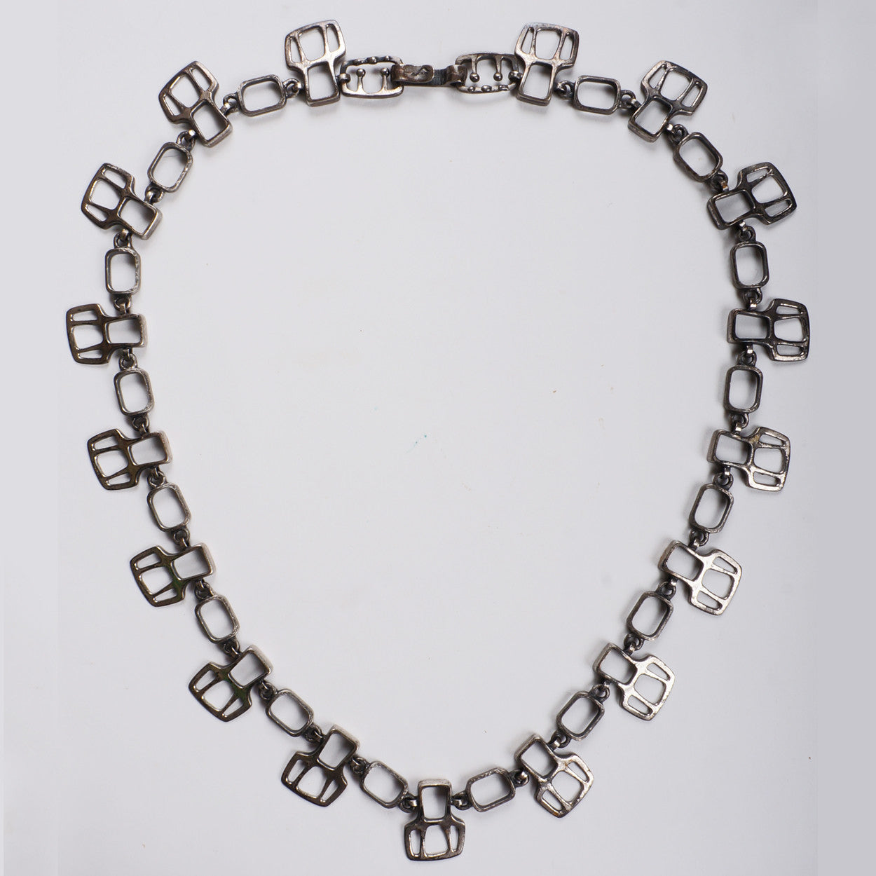 Gilles Guy Vidal Brutalist Belt or Necklace Modernist Abstract Pewter 1960s - Poppy's Vintage Clothing