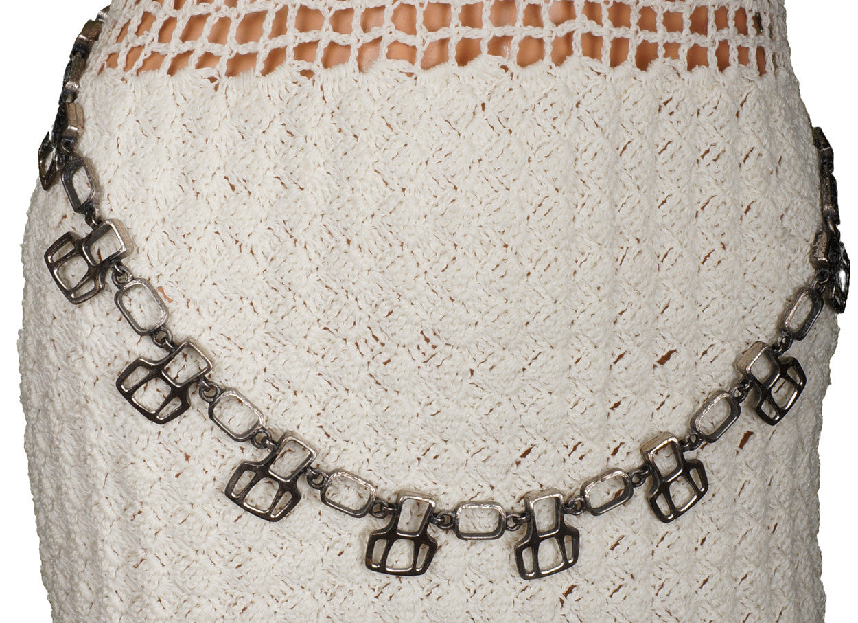 Gilles Guy Vidal Brutalist Belt or Necklace Modernist Abstract Pewter 1960s - Poppy's Vintage Clothing
