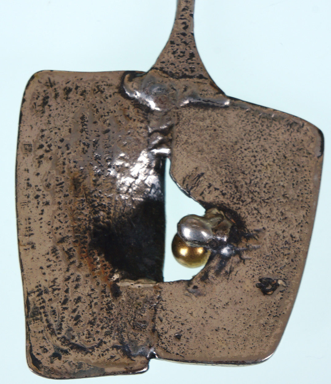 Vintage Gilles Guy Vidal Brutalist Pendant Necklace Modernist Abstract Pewter 1960s Signed GV - Poppy's Vintage Clothing