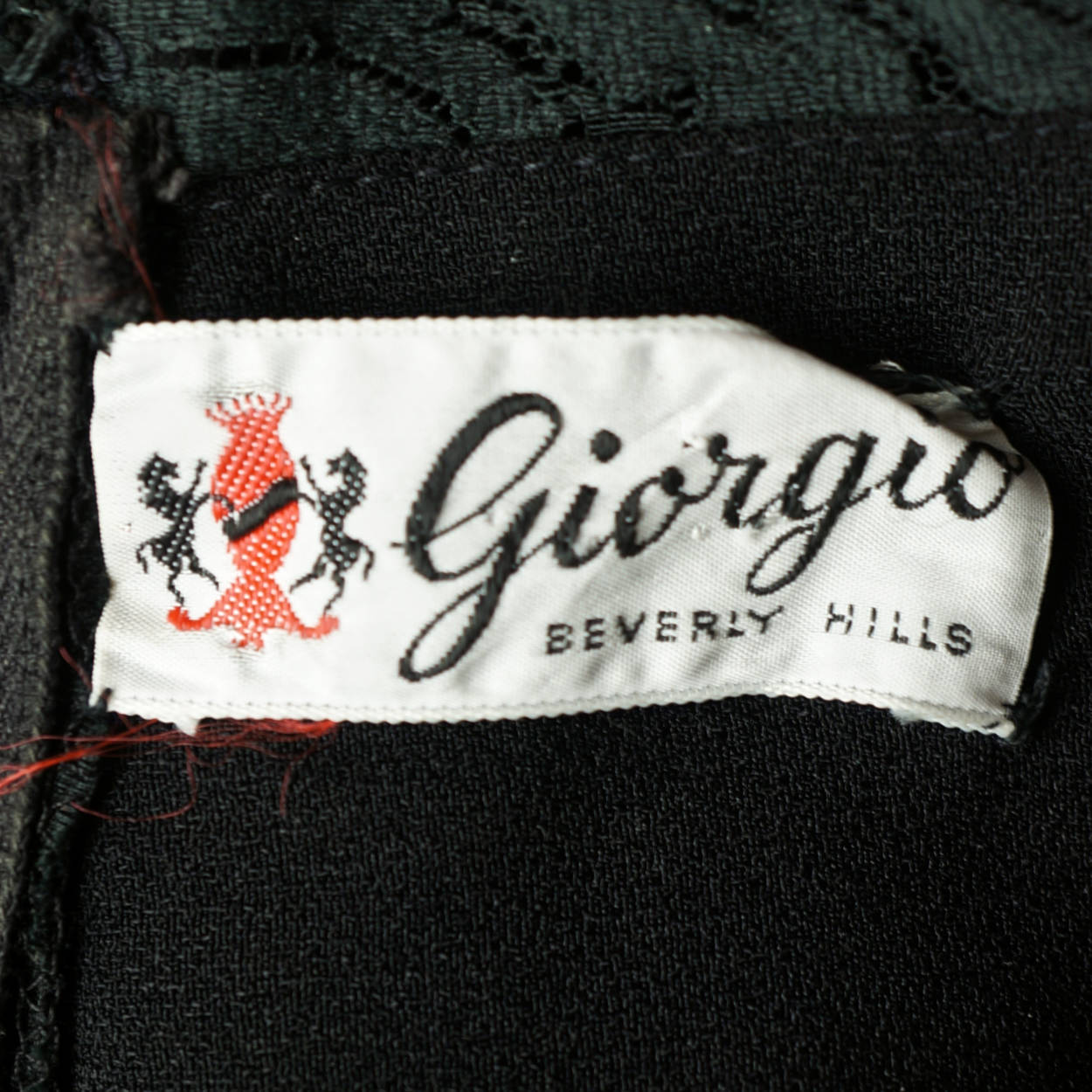 Vintage 1970s Giorgio Beverly Hills Cocktail Dress Black Silk Chiffon & Lace M - Poppy's Vintage Clothing