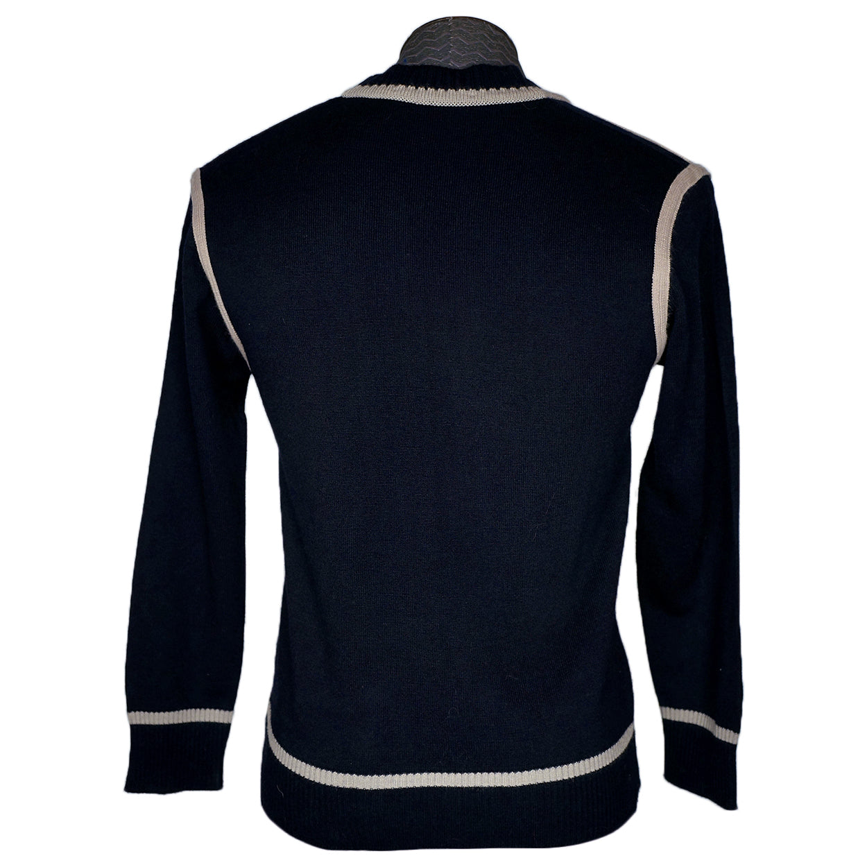 Vintage 1970s Givenchy Gentleman Sweater Blue Wool with Logo Mens