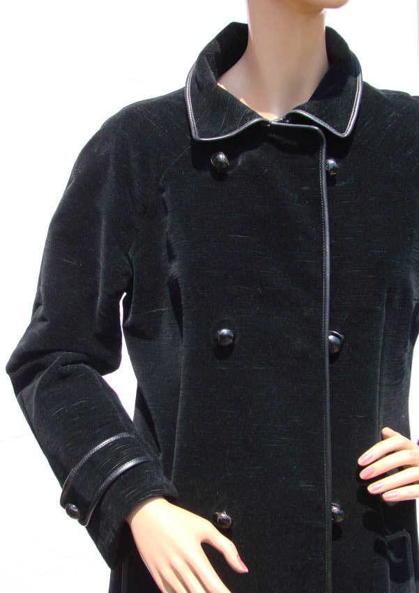 Vintage 1970s Givenchy Black Velour Maxi Coat - Poppy's Vintage Clothing