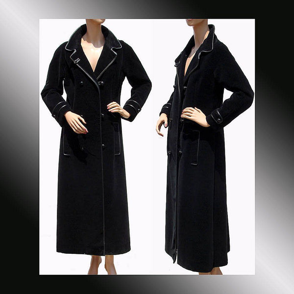 Vintage 1970s Givenchy Black Velour Maxi Coat