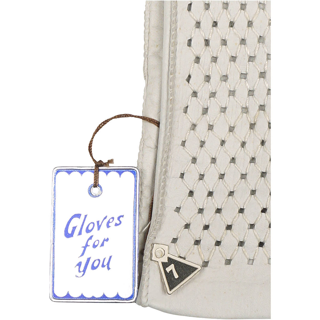 Vintage NWT 1960s Gloves White Lattice Leather Unused with Tag Size 7 - Poppy's Vintage Clothing