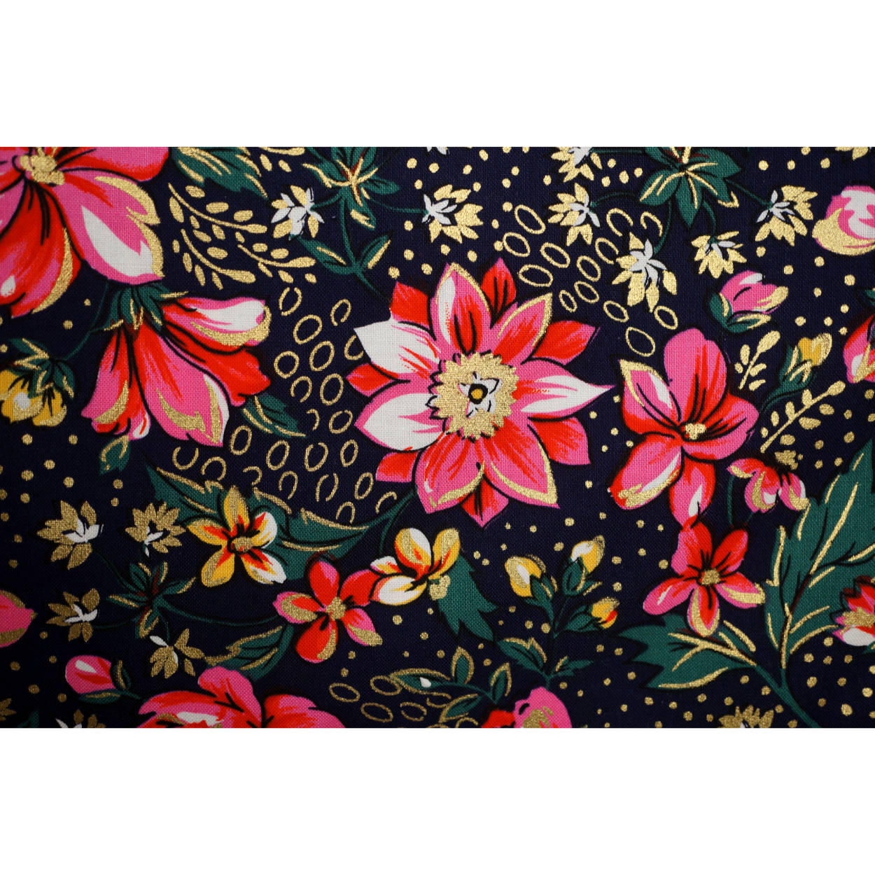 Vintage 1960s Unused Cotton Sewing Fabric Silkscreened Floral Print Price Per Yd - Poppy's Vintage Clothing