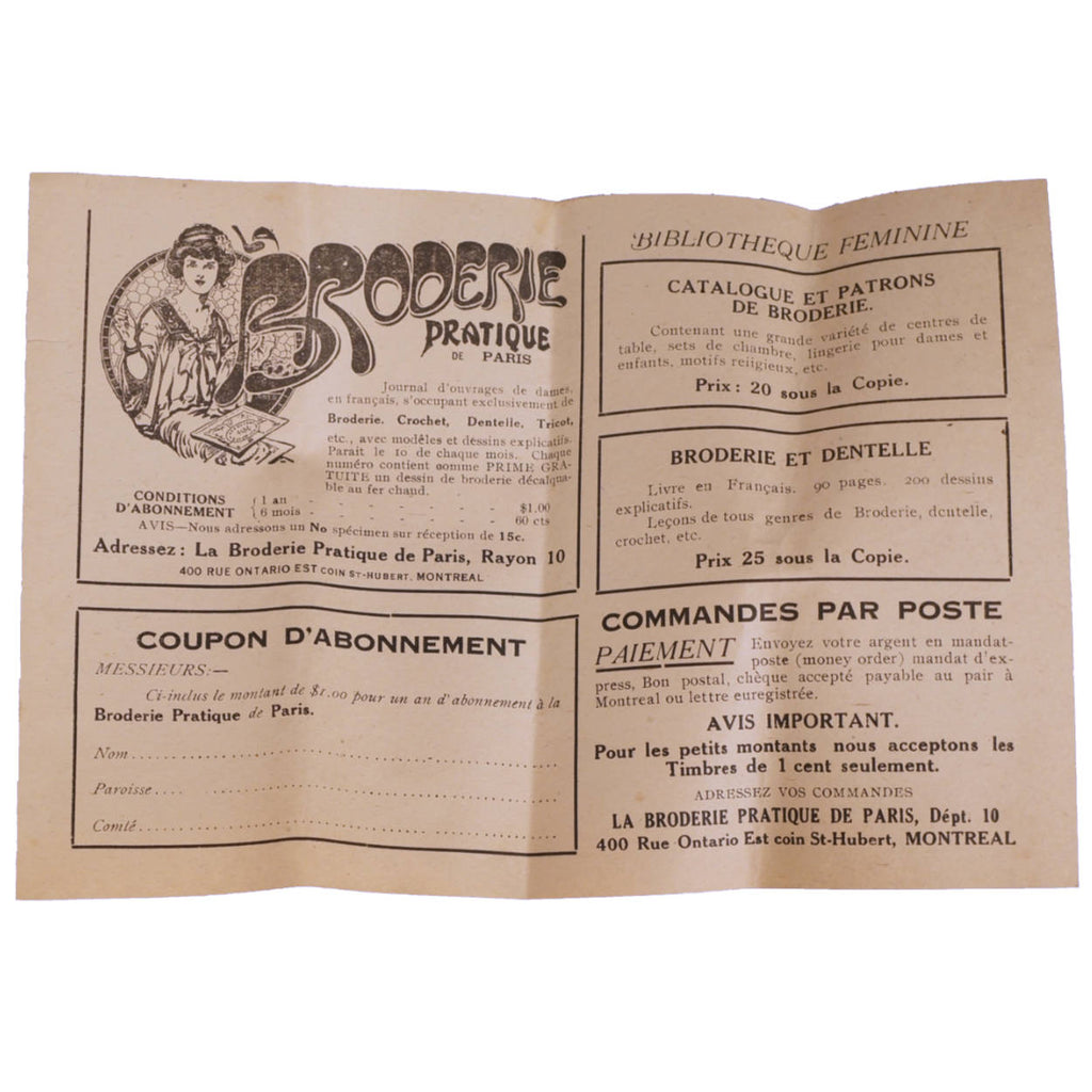 Antique 1919 Sewing Pattern Ladies Kimono Patrons Gorcy Montreal Quebec Rare - Poppy's Vintage Clothing