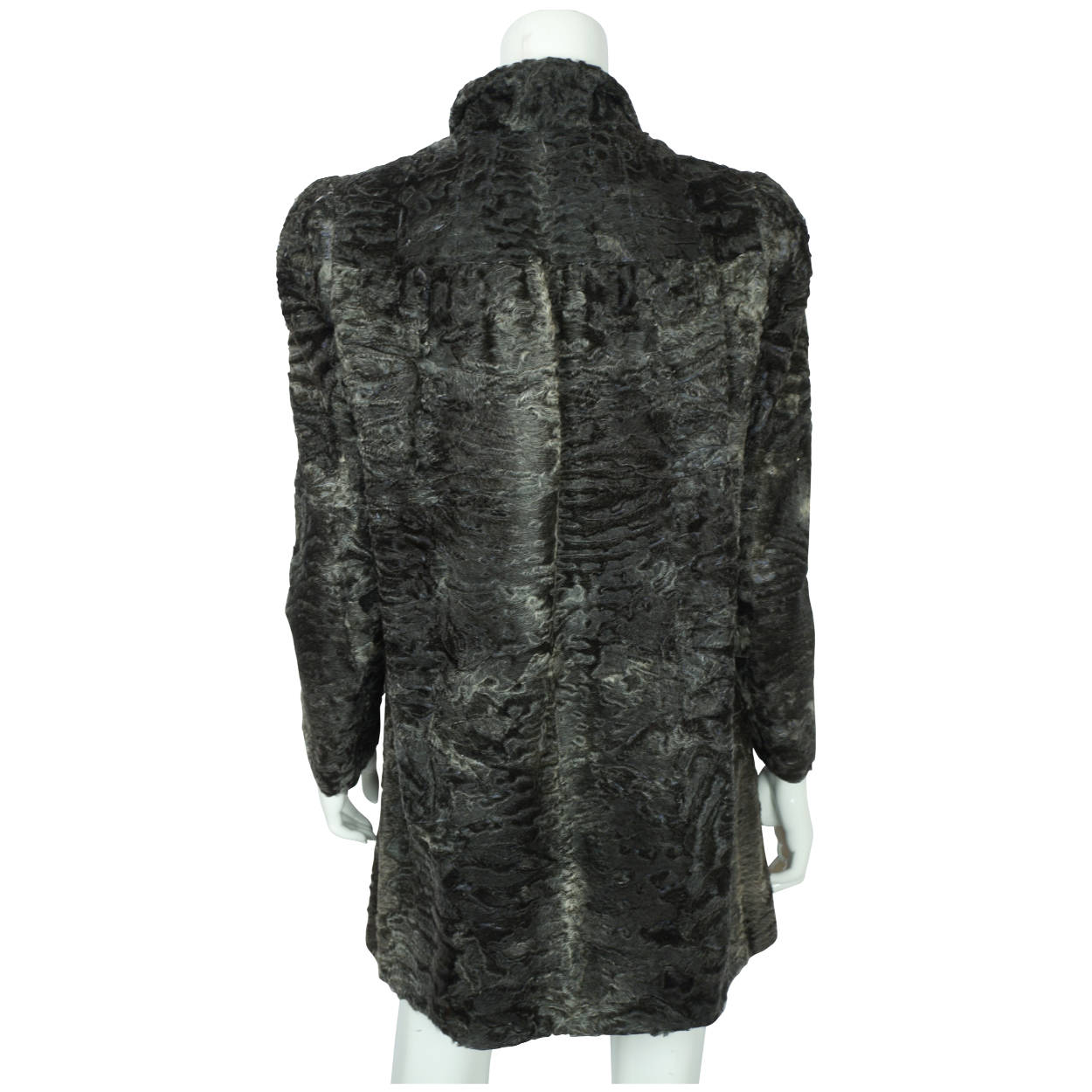 Vintage 60s Swakara Astrakhan Broadtail Fur Coat Grey Size M - Poppy's Vintage Clothing