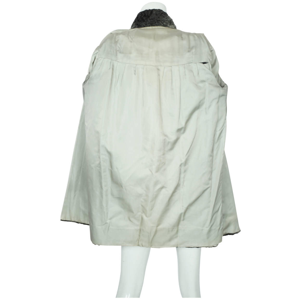 Vintage 60s Swakara Astrakhan Broadtail Fur Coat Grey Size M - Poppy's Vintage Clothing
