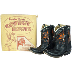 Vintage 60s Acme Cowboy Boots for Children Leather with Box - Poppy's Vintage Clothing