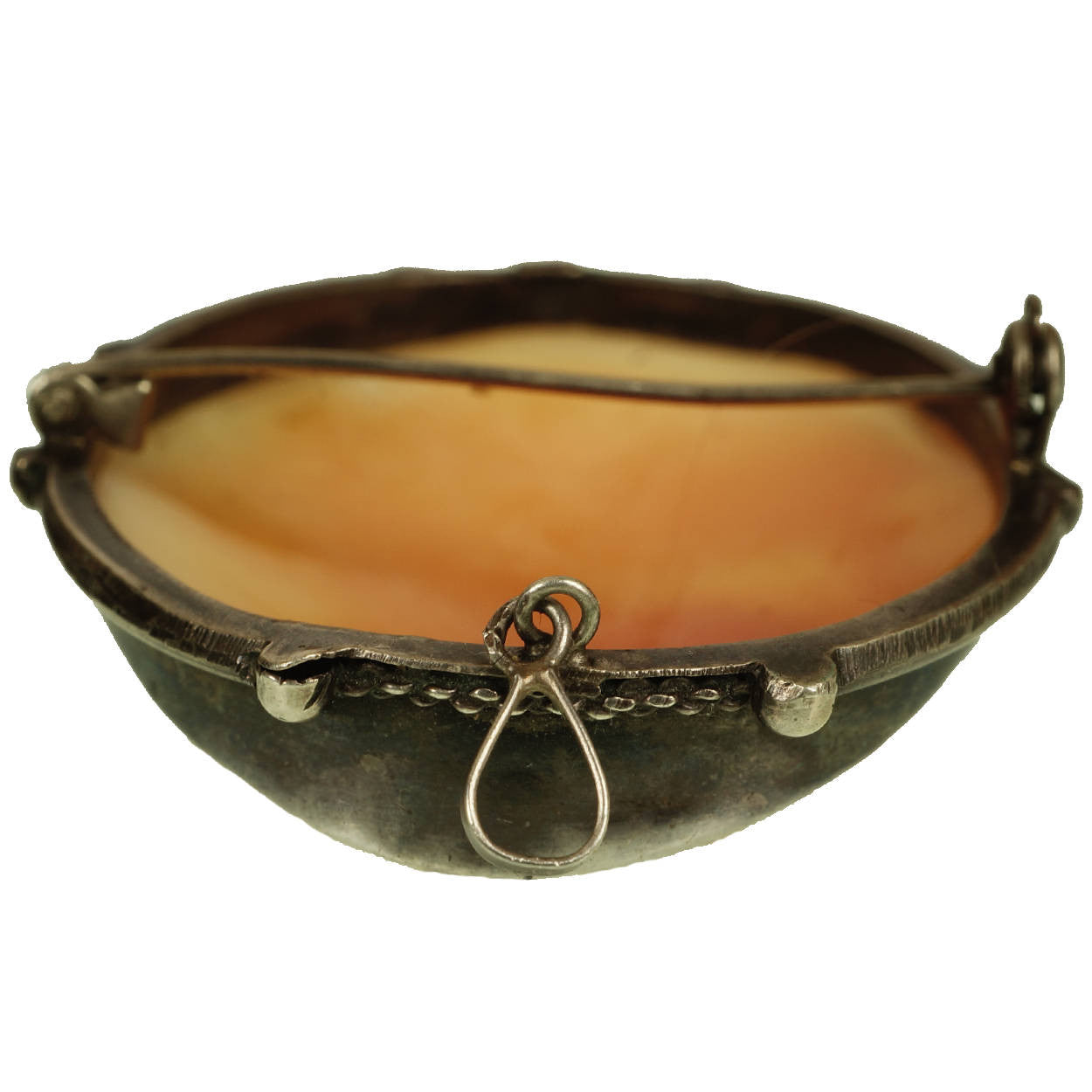 Vintage Carved Shell Cameo Pendant Brooch Roman Goddess Diana 800 Silver - Poppy's Vintage Clothing