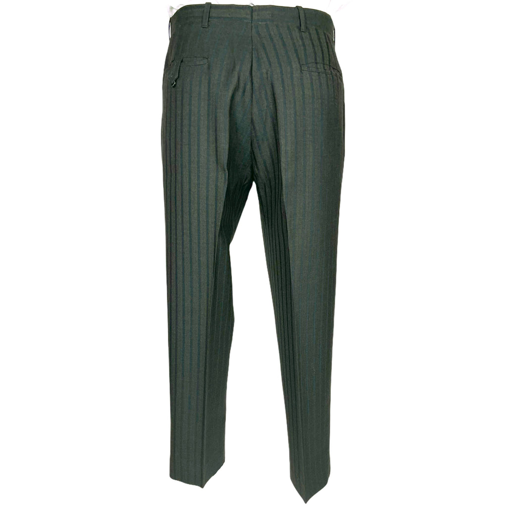 Vintage Mens 1960s Striped Suit Custom Tailored Green Wool M