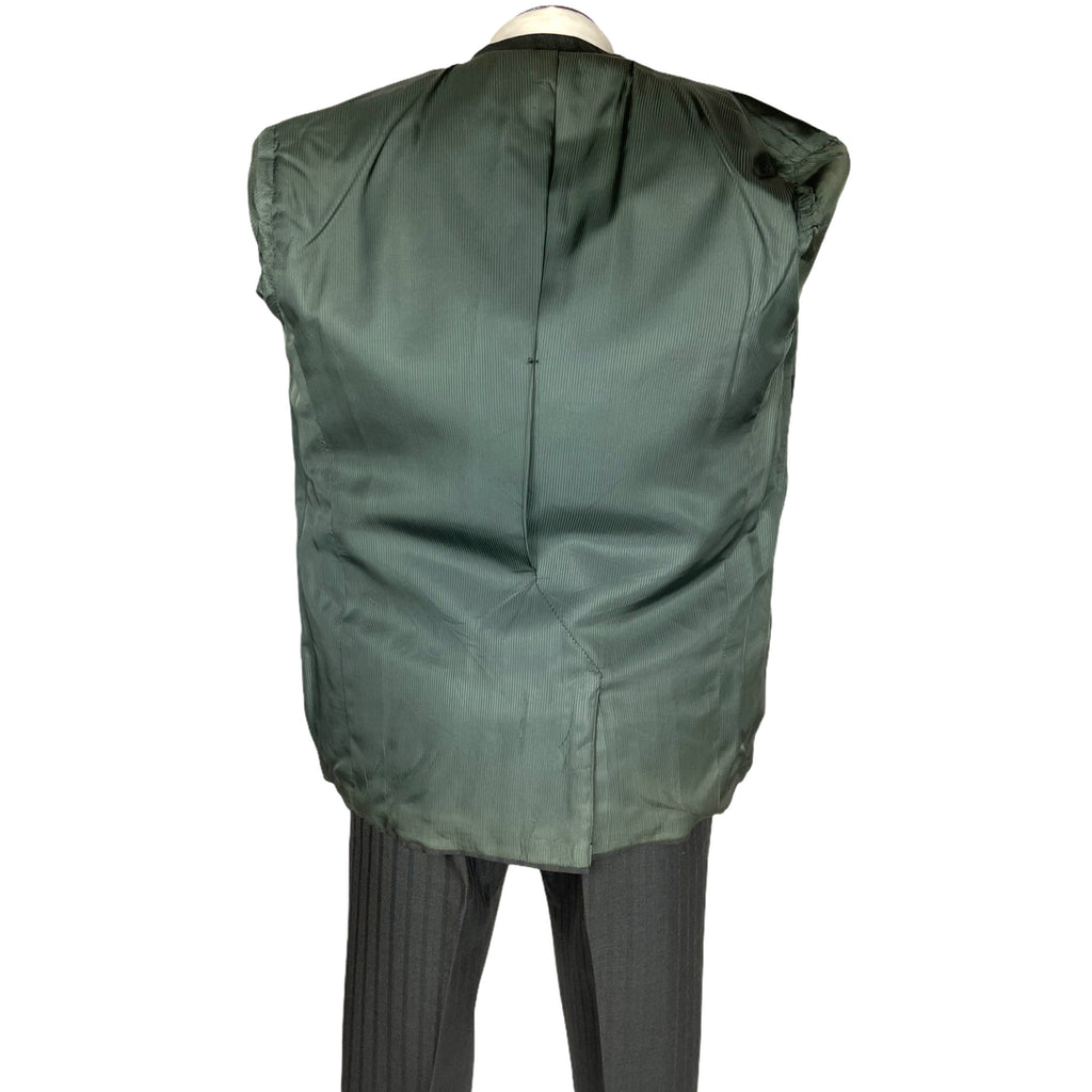 Vintage Mens 1960s Striped Suit Custom Tailored Green Wool M