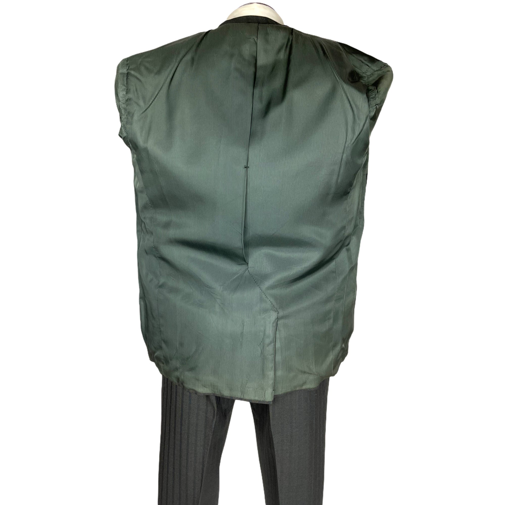 Vintage Mens 1960s Striped Suit Custom Tailored Green Wool M