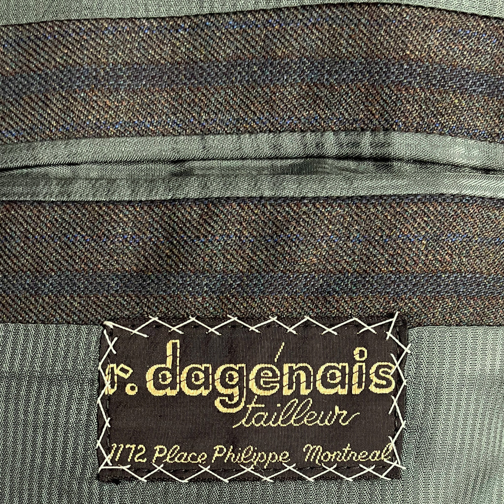 Vintage Mens 1960s Striped Suit Custom Tailored Green Wool M