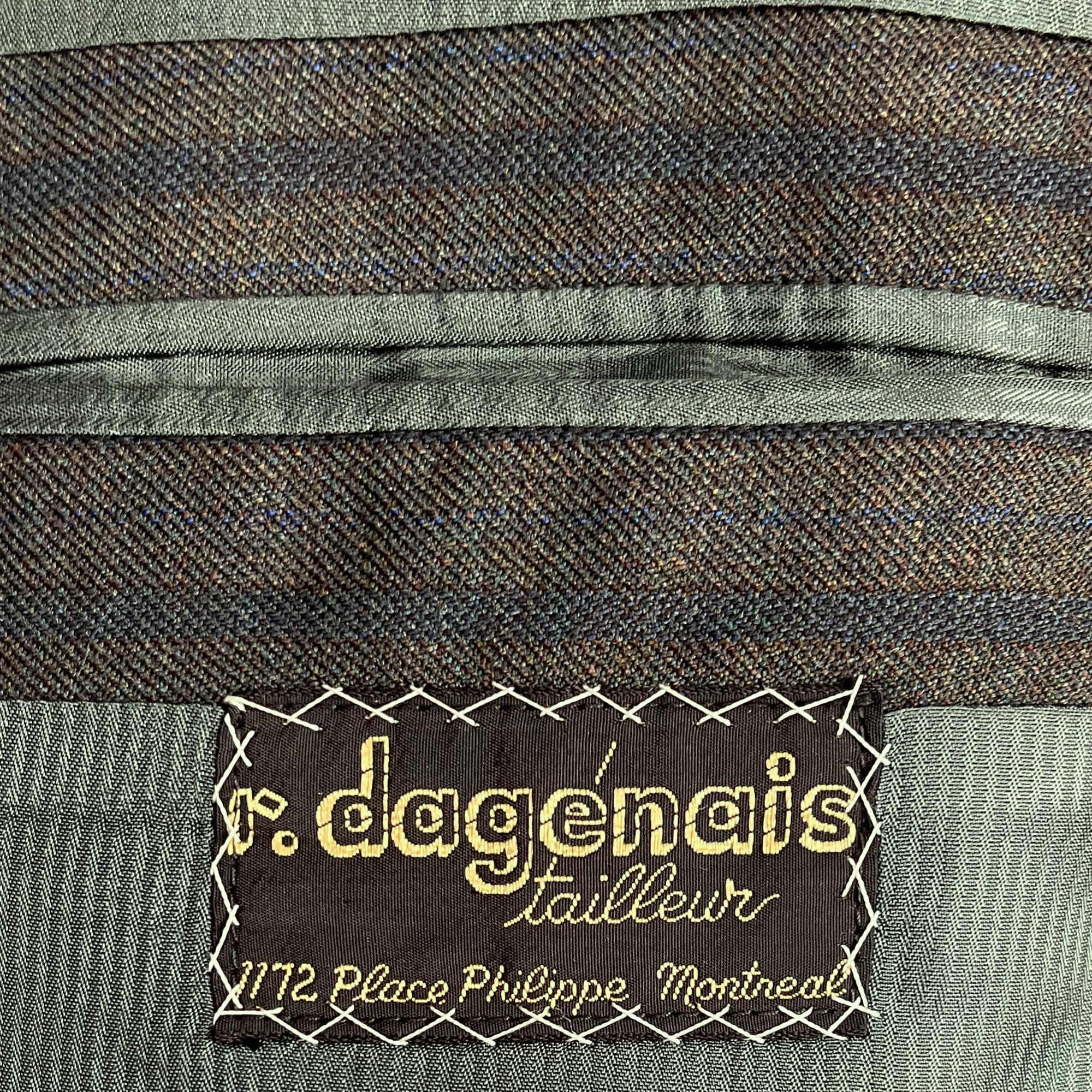 Vintage Mens 1960s Striped Suit Custom Tailored Green Wool M