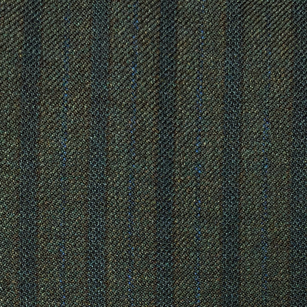 Vintage Mens 1960s Striped Suit Custom Tailored Green Wool M