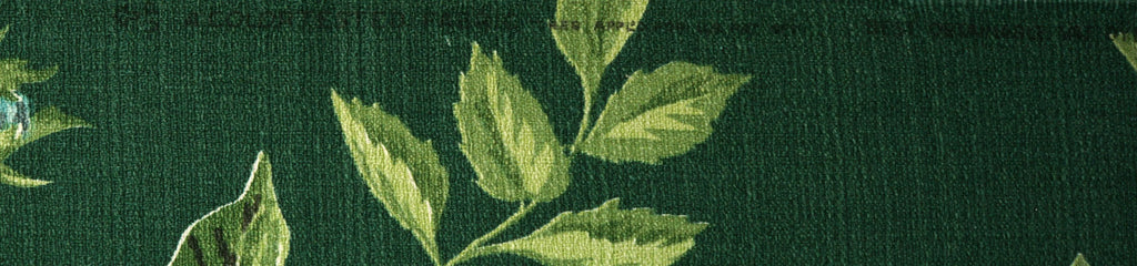 Vintage 1940s Woven Cotton Barkcloth Drapes Cabbage Rose Print Unused - Poppy's Vintage Clothing
