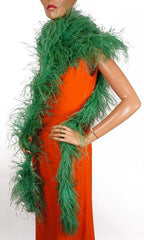 Vintage Ostrich Feather Boa in Green 165” Long - Poppy's Vintage Clothing