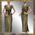 Paris Couture 1960s Gold Lame Evening Gown Green Brocade Dress Size S - Poppy's Vintage Clothing