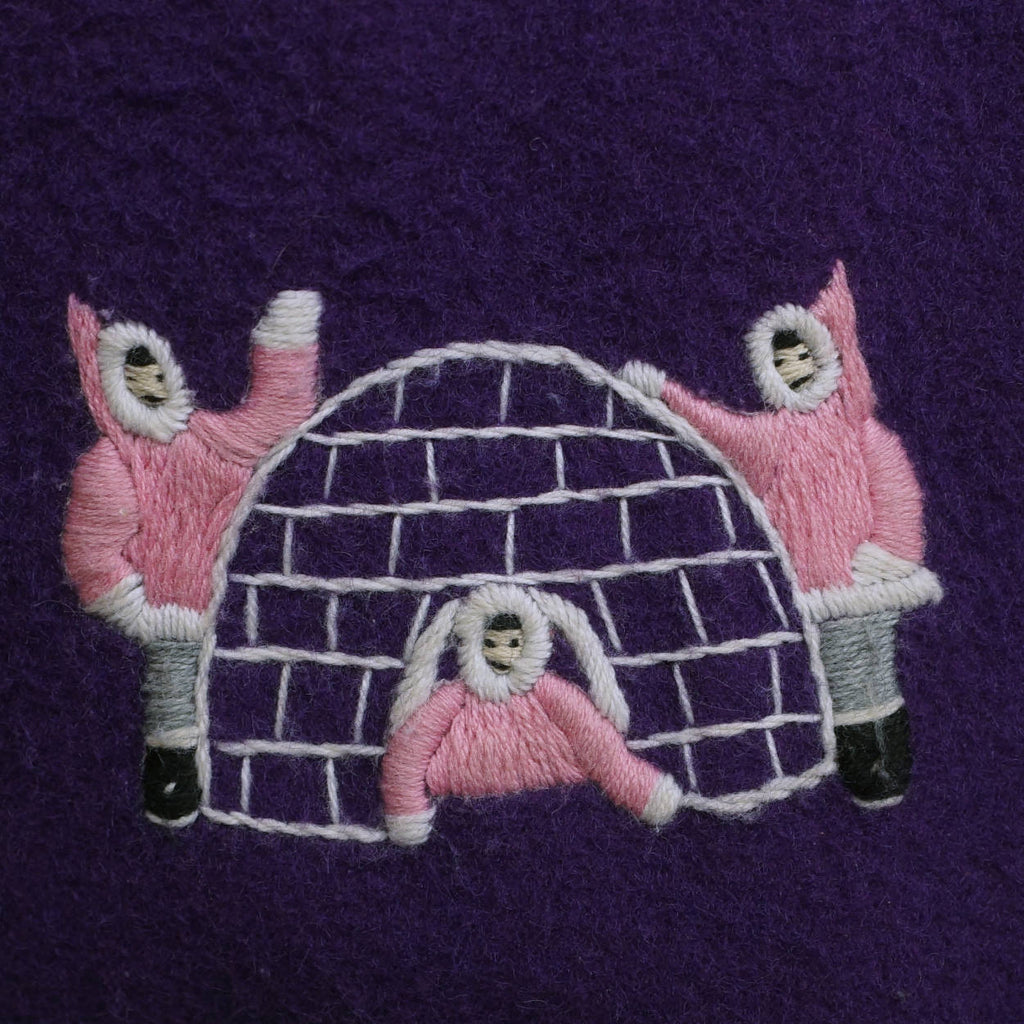 Vintage Eskimo Duffle Parka Coat Grenfell Handicrafts Embroidered Purple Wool L - Poppy's Vintage Clothing