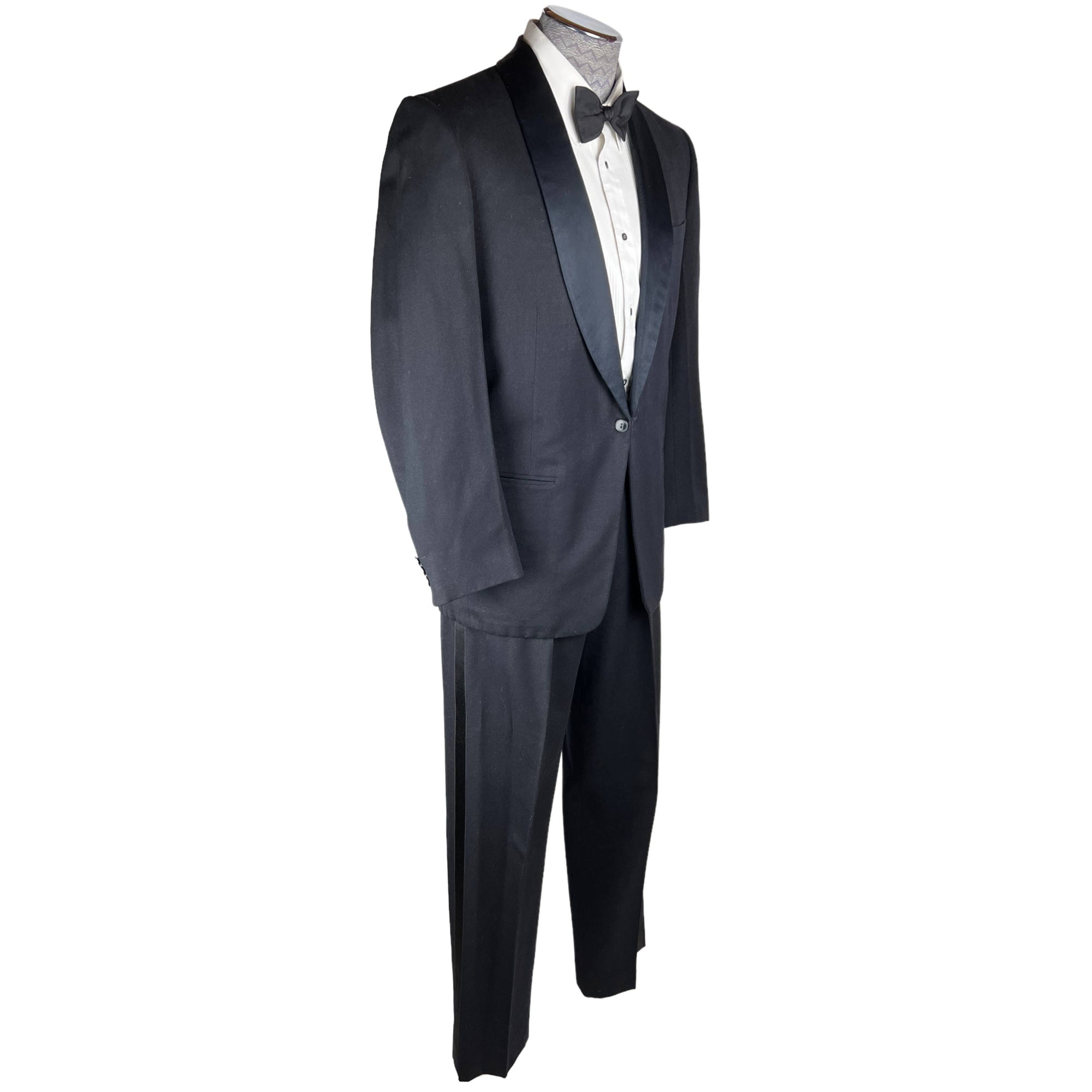 Vintage 1950s Tuxedo Mens Formal Wear Black Wool Size M 38