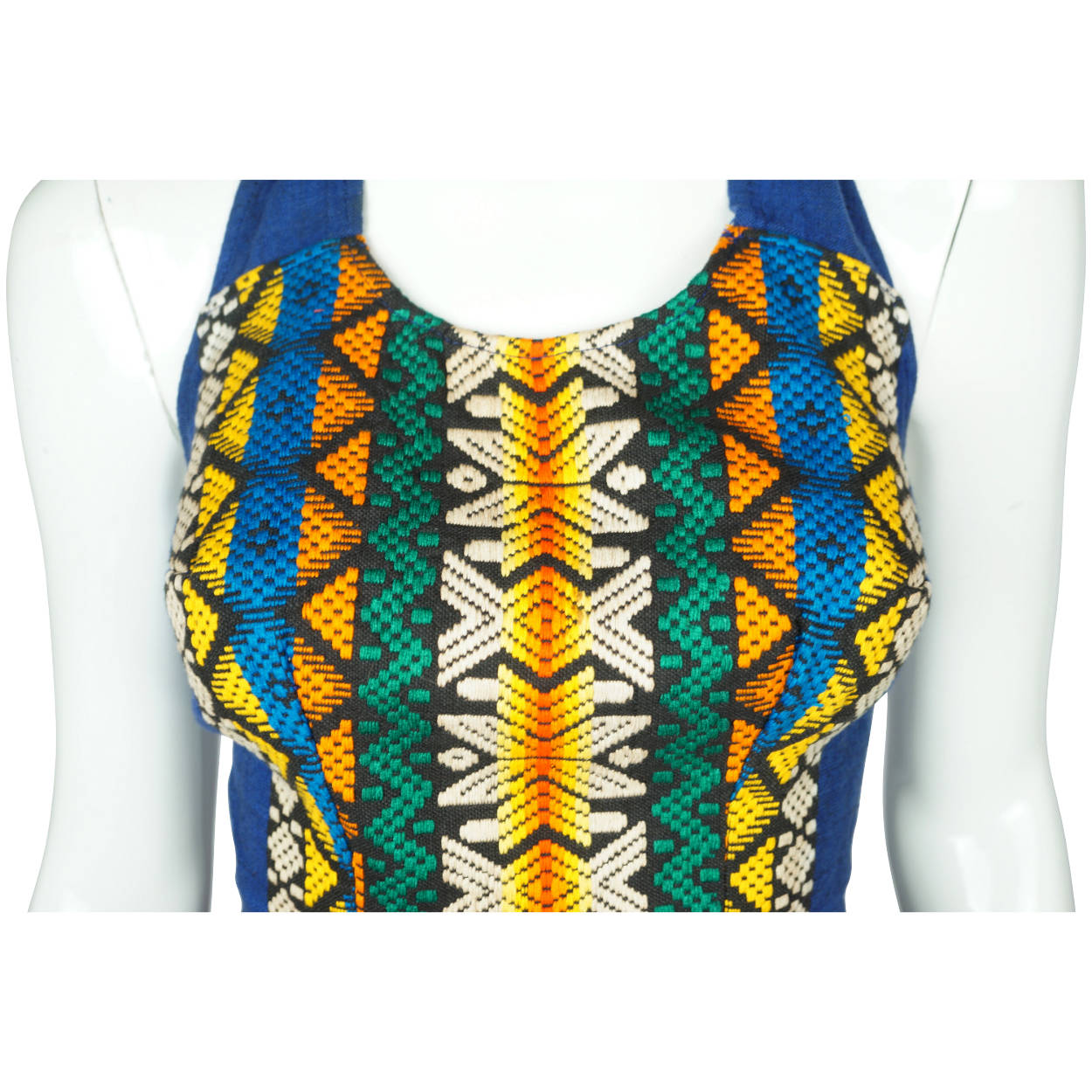 Vintage 1970s Halter Top & Skirt Set Guatemalan Woven Embroidery Cotton Linen M - Poppy's Vintage Clothing