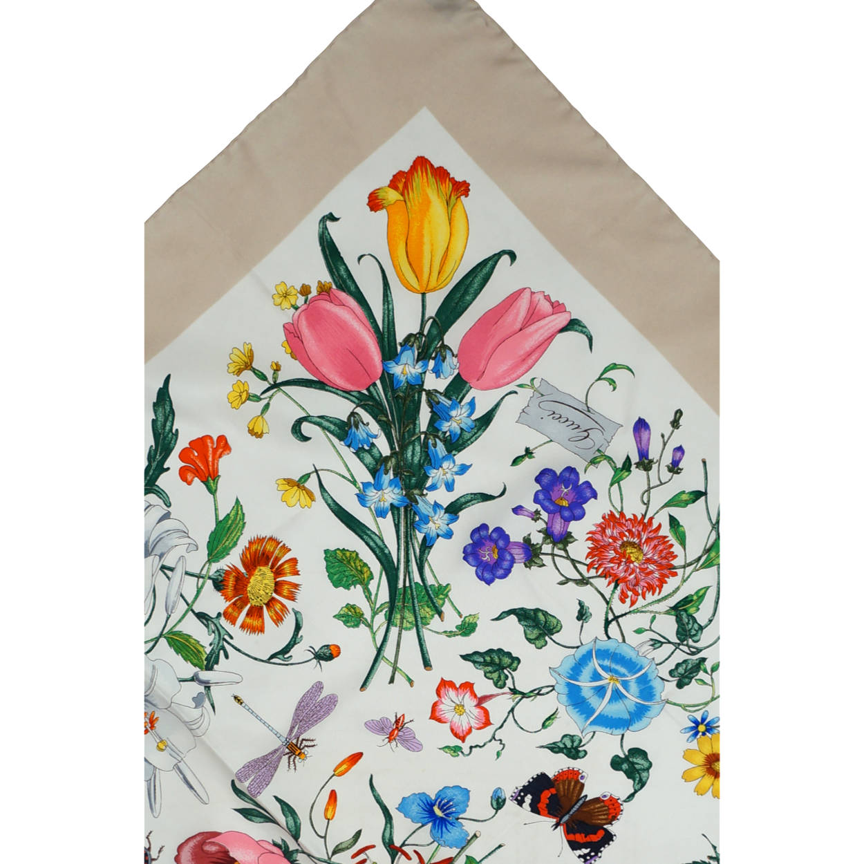 Vintage 70s Gucci Silk Scarf Vittorio Accornero Floral 34” - Poppy's Vintage Clothing
