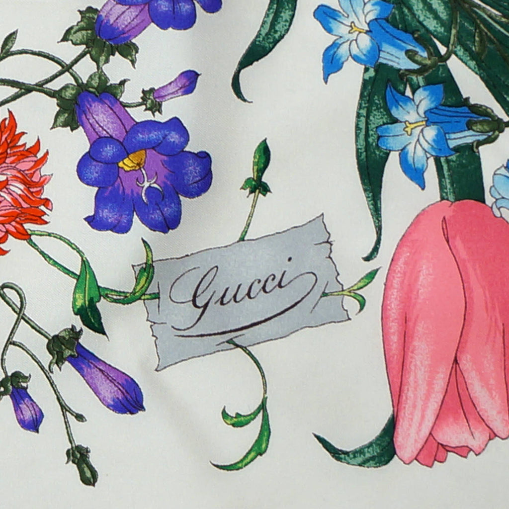 Vintage 70s Gucci Silk Scarf Vittorio Accornero Floral 34” - Poppy's Vintage Clothing