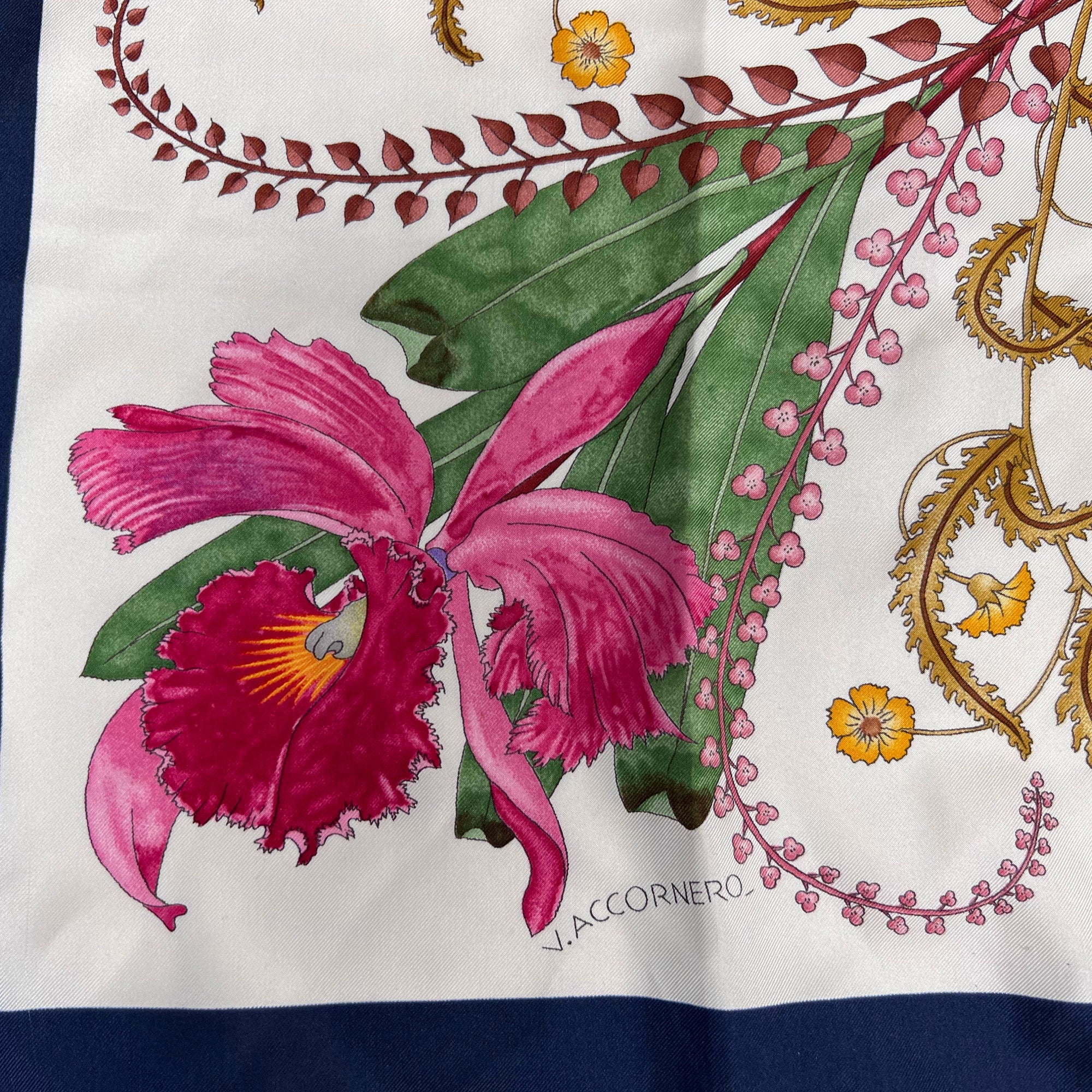 Vintage Gucci Silk Scarf Accornero Orchidee 1974 Orchids 34”