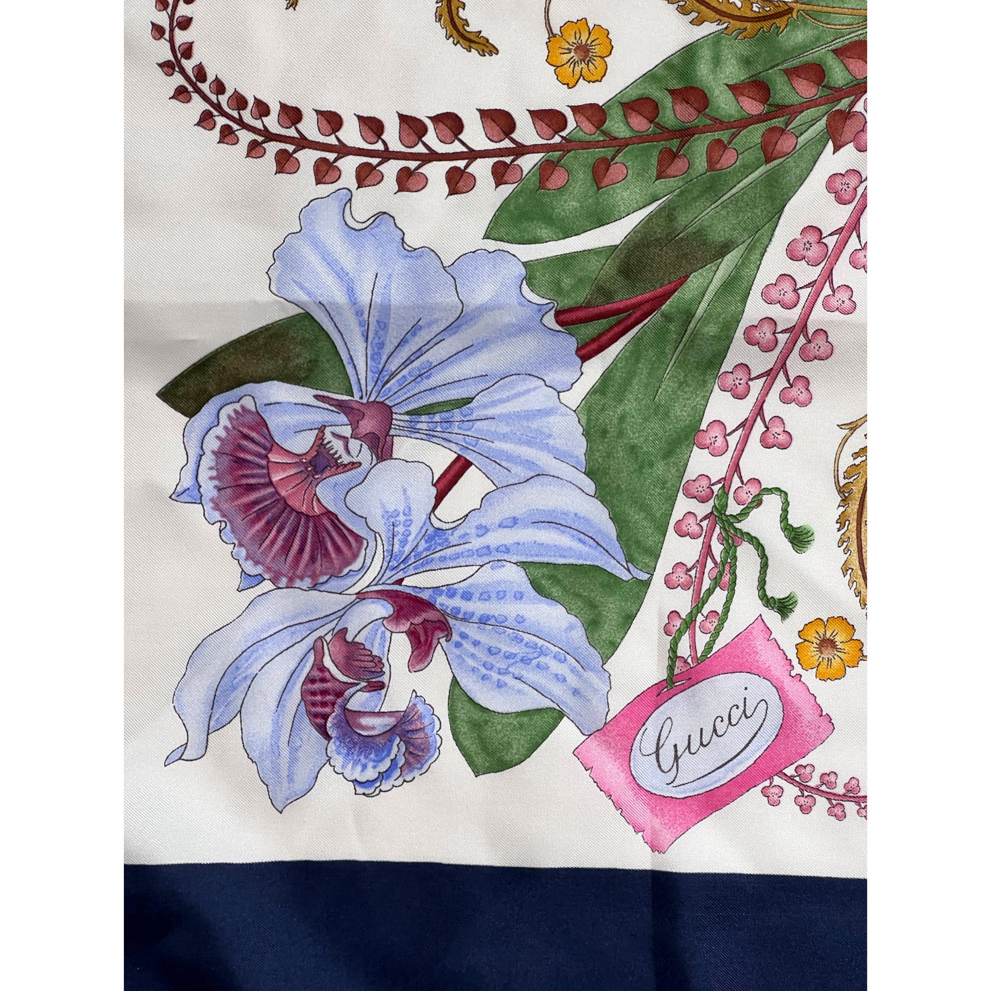 Vintage Gucci Silk Scarf Accornero Orchidee 1974 Orchids 34”